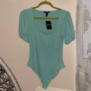 Forever 21 Turquoise Bodysuit with Short Sleeve